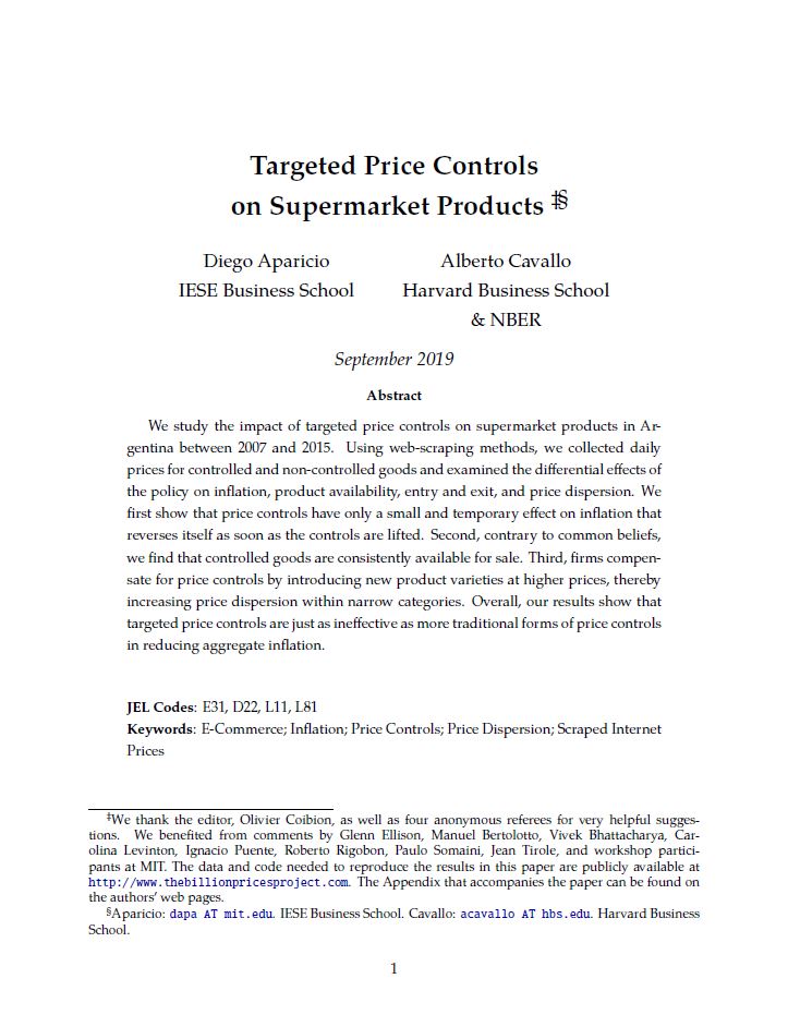 Targeted price controls research